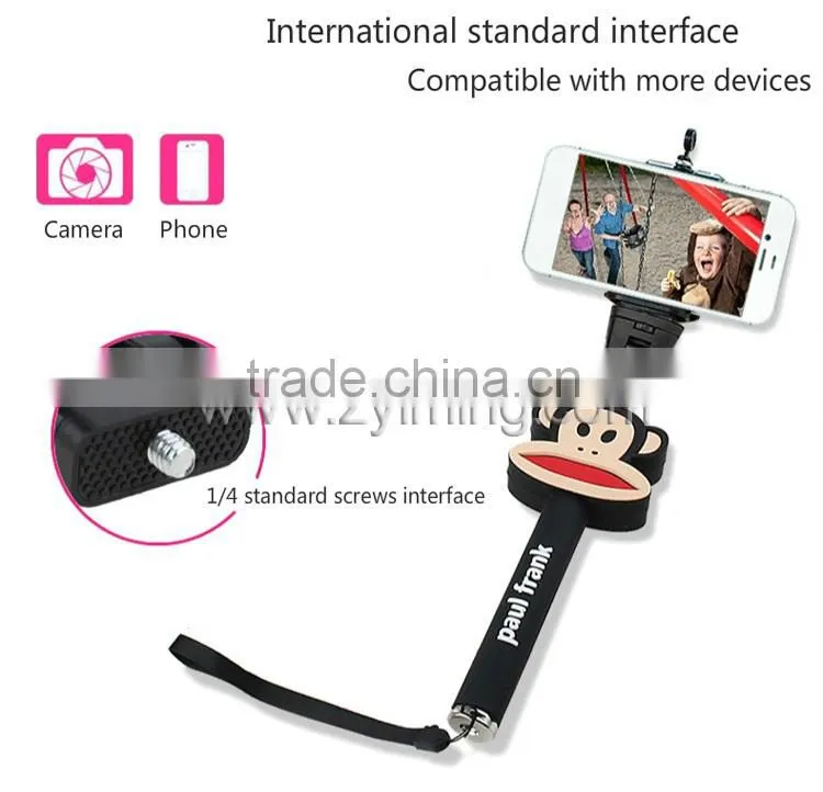Zyiming wholesale cartoon selfie stick YM-Z07-7 monopod selfie stick rubber cap for smartphone