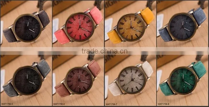 New Handmade Dial Denim Canvas Strap Wrist Watch
