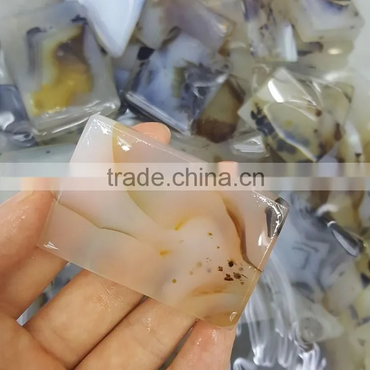 Rectangle-shaped Polished Agate Stone Slab Pendants