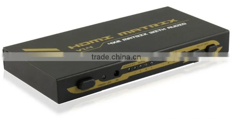 New Arrival V1.4 4kx2k 4 In 2 Out HDMI Matrix with Toslink SPDIF with IR Remote 4PET0402A