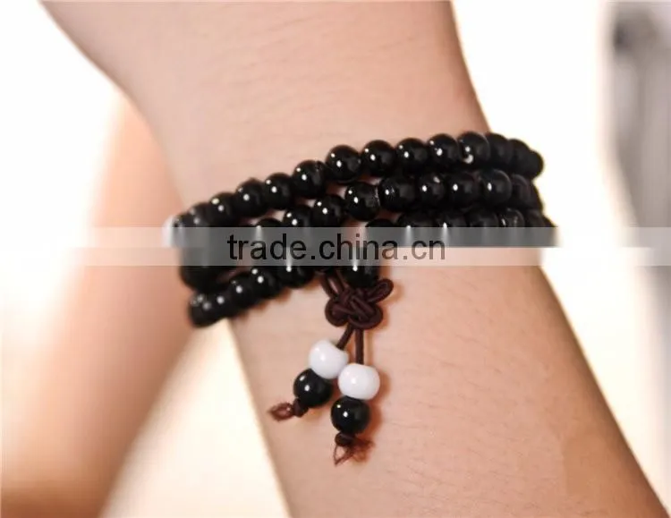 mixed color - 108 Prayer Beads Bracelet Porcelain Buddhist Vintage Style Meditation Mala Beads
