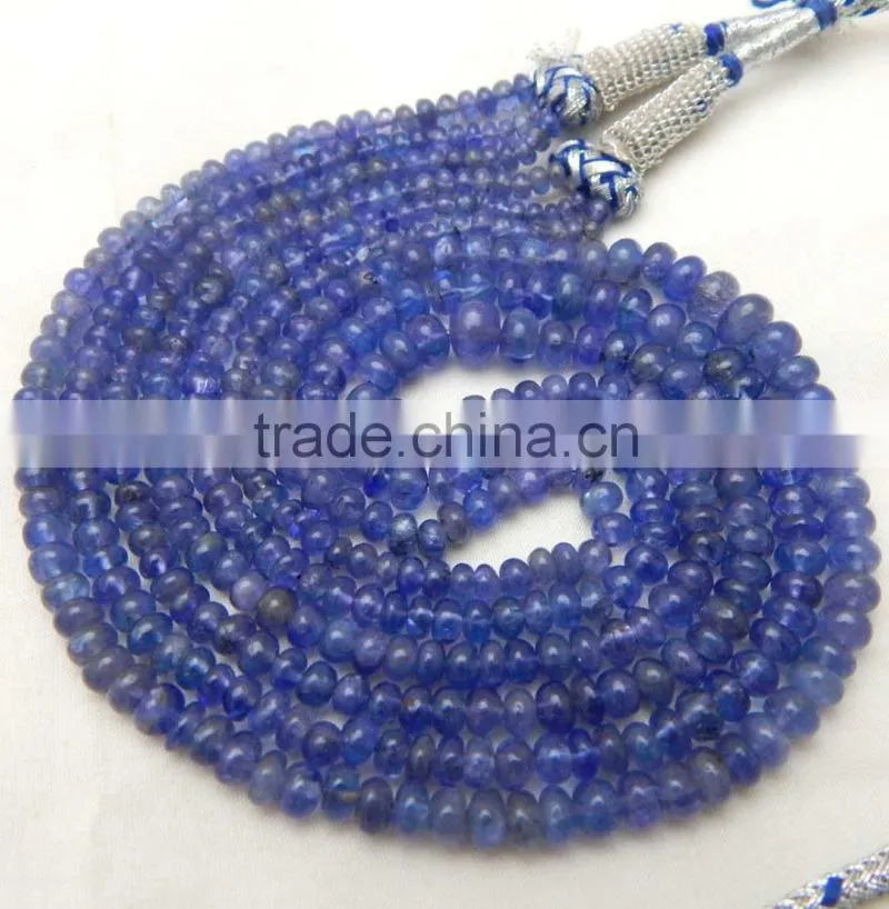 Natural Royal Blue Tanzanite Roundel Smooth Beads