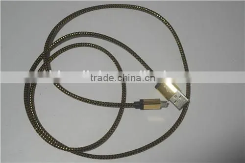 Gold Colour Micro USB Cable Nylon Line and Metal Plug Data Sync Charger microusb cable for samsung galaxy s6 s5 s4