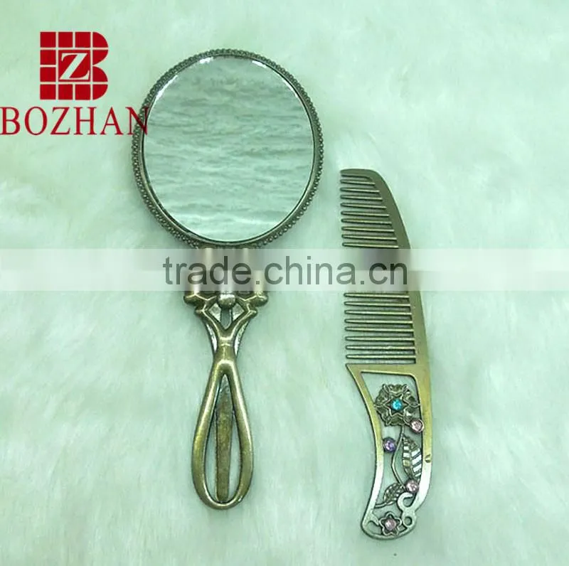 Good selling compact mirror set with rhinestone