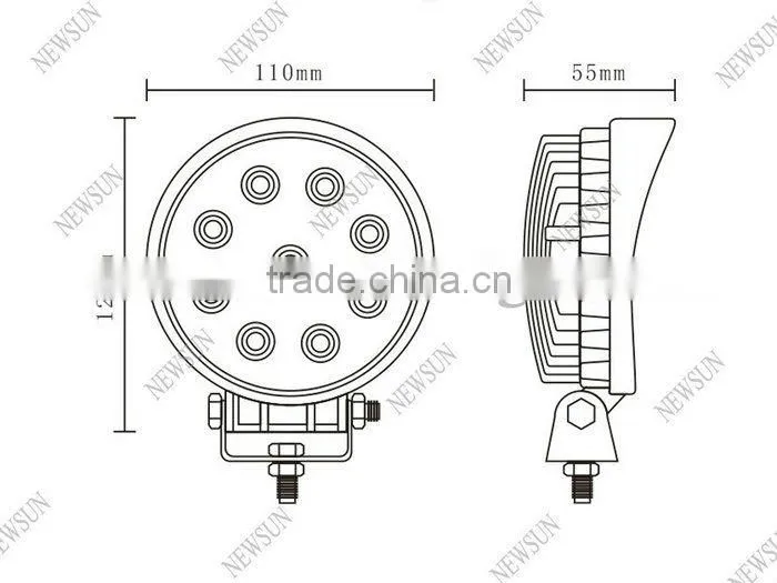 Super Bright 12V Driving Worklight Square for for truck,agricultural,machine,heavy duty,boat,marine 27W LED Work Light