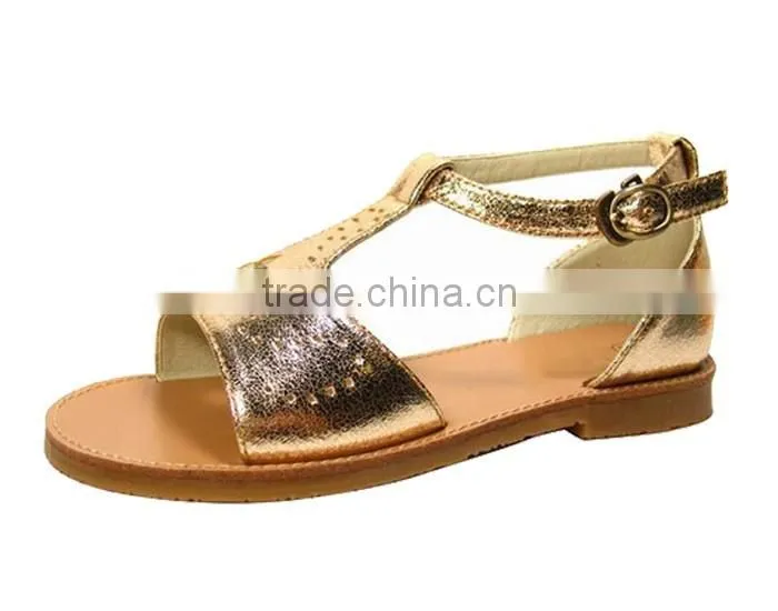 2016 Stylish Flat Ankle Buckle Strap Sandals for Girls