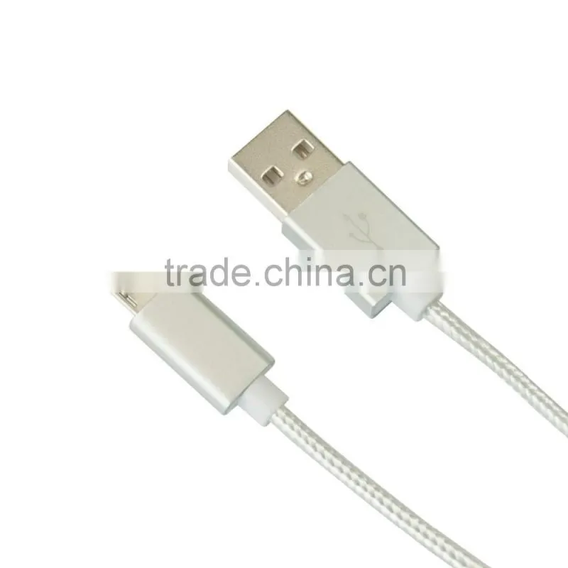 Black White Micro Nylon Braided Durable Data Transfer Charging Micro USB Cable for Android Mobile Phone