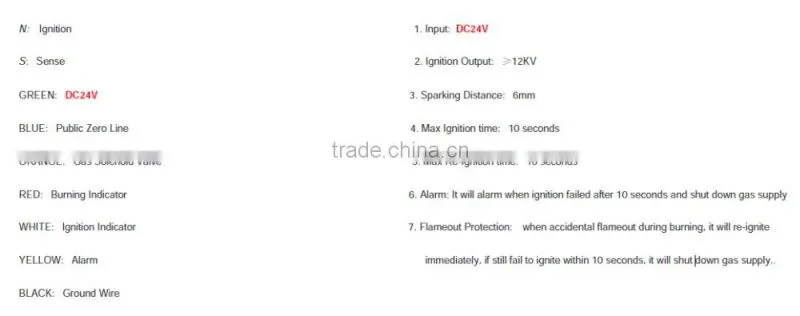 24V dc Electric gas Ignition Controller for Bread Oven, infrared gas burner ignition control unit