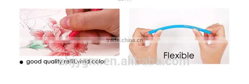 7'' Good Quality Plastic Color Pencil/flexible color pencil/color pencil set