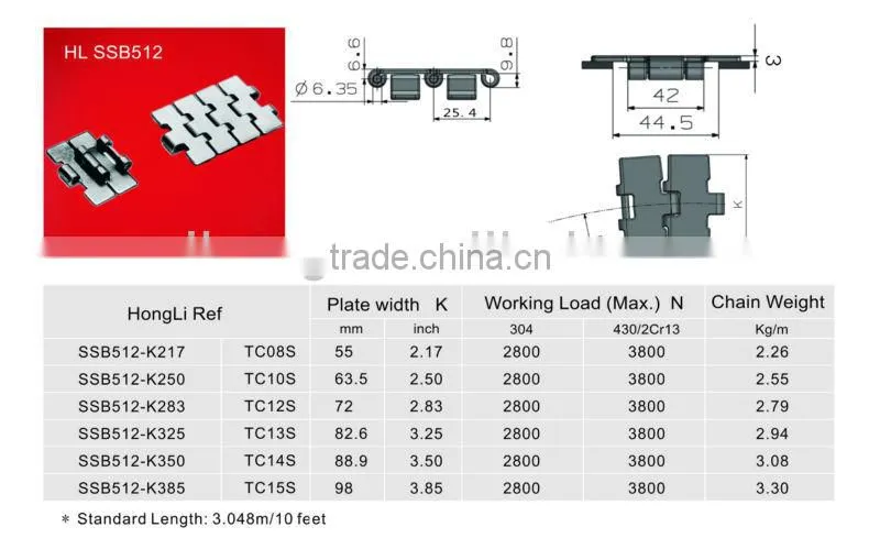 conveyor chain SSB512 steel chain pitch 25.4