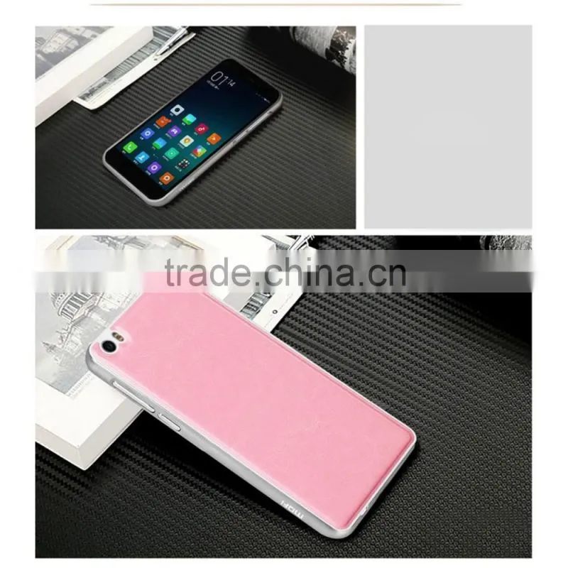 Charming leather back case for xiaomi mi note with metal frame
