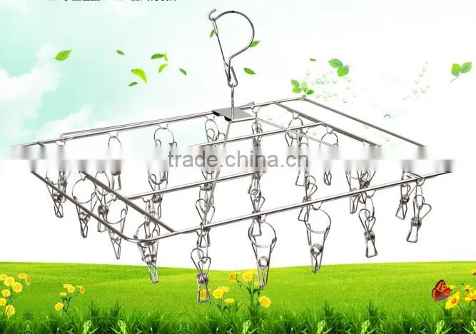 Clip and Drip Hanger Clothes Drying Hanger Rack with 20 Clips and Folding Plastic stainless steel clothes hanger
