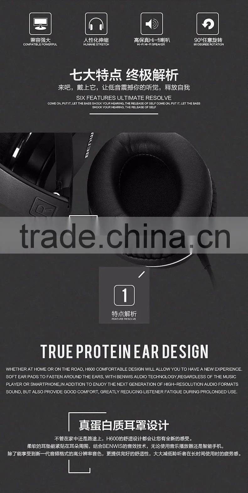 perfect for birthday christmas gift hot selling items in amazon good quality gadget H600 wired microphone headphone