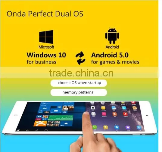 9.7" Onda V919 3G Core M Win 10 Android 5.0 Tablet PC Intel Core M 5Y10 SSD 64GB RAM 4GB WCDMA 3G IPS Screen