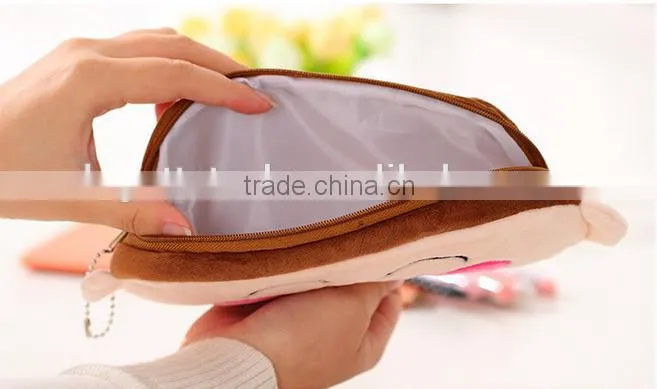 Wholesale high quality cheap lovely cartoon plush toy pencil case