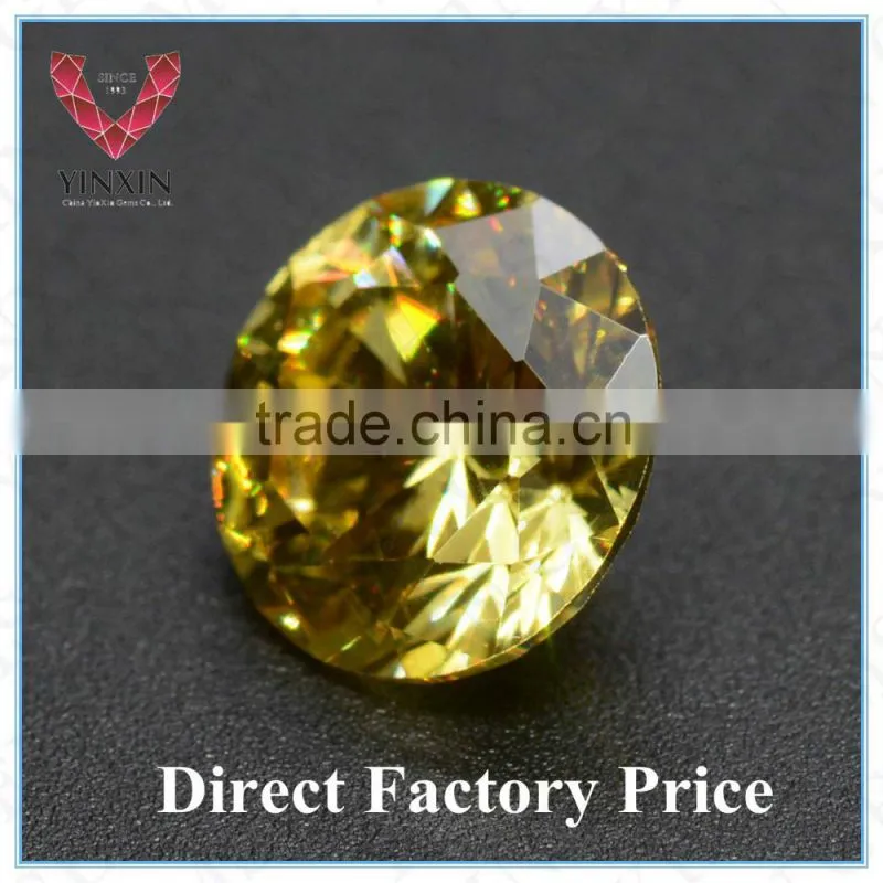 2015 Hot sale Synthetic Diamond Making Machine Cut CZ Golden Gemstone Prices