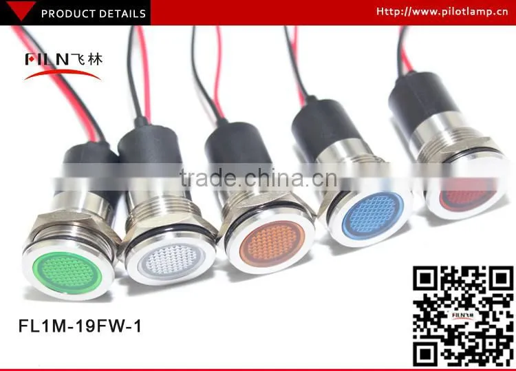 19mm mounting hole 12v metal LED lift indicator lamp with cable leading