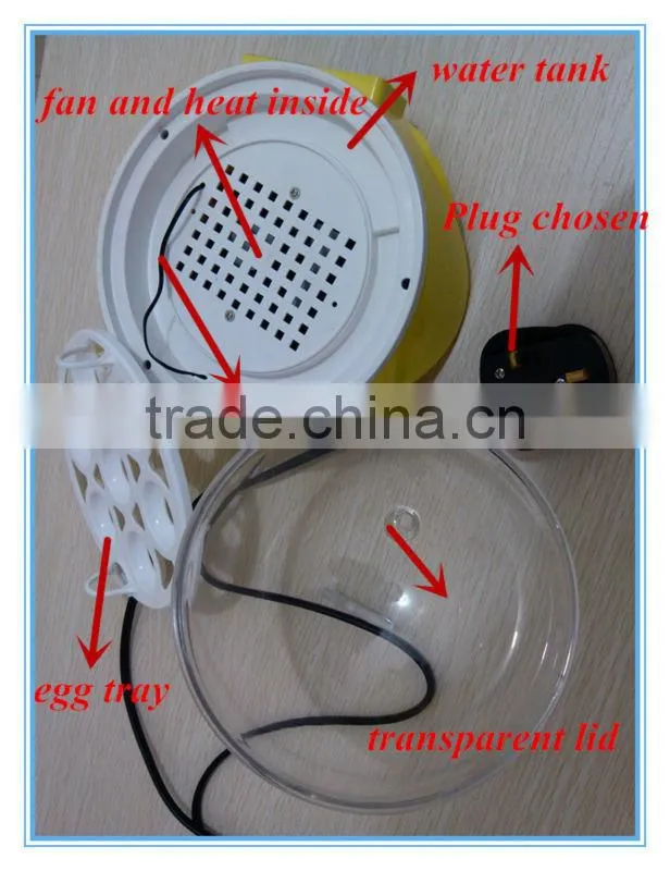 HHD EW9-7 for 7 Eggs portable 98% Hatching Rate CE Approved automatic mini icubator used from China