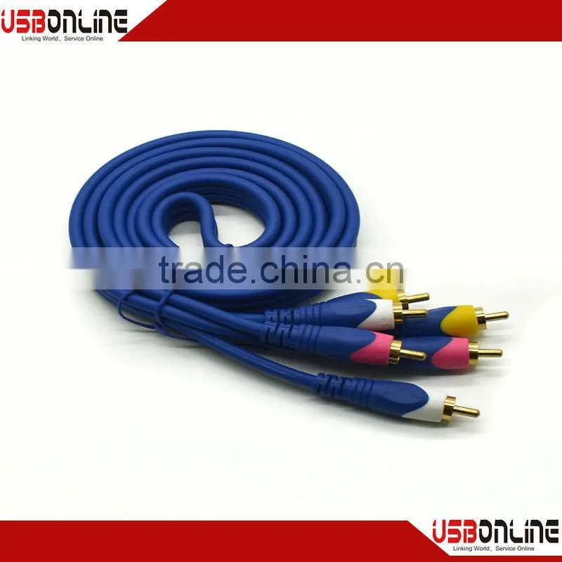 Gold Composite 3 RCA Audio Video Cable (Male to Male) 3 RCA Component Cable Audio Video 6.6FT 5ft 10ft 50ft RCA AV GOLD PLATED