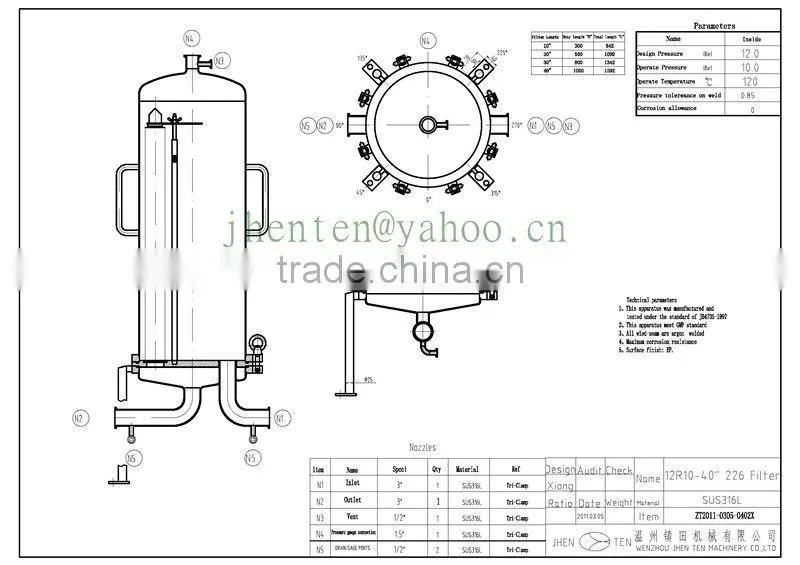 Professional manufacture industrial batch electro polished stainless steel cartridge filter
