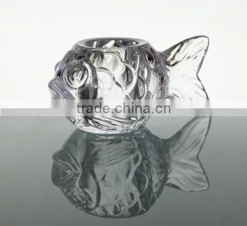 Glass candle holder animal fish shape,glass candle holder,crystal candle holders