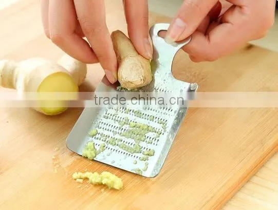 CY140 Stainless Steel Nonslip Handle Ginger Garlic Grater Shredder Silver Tone