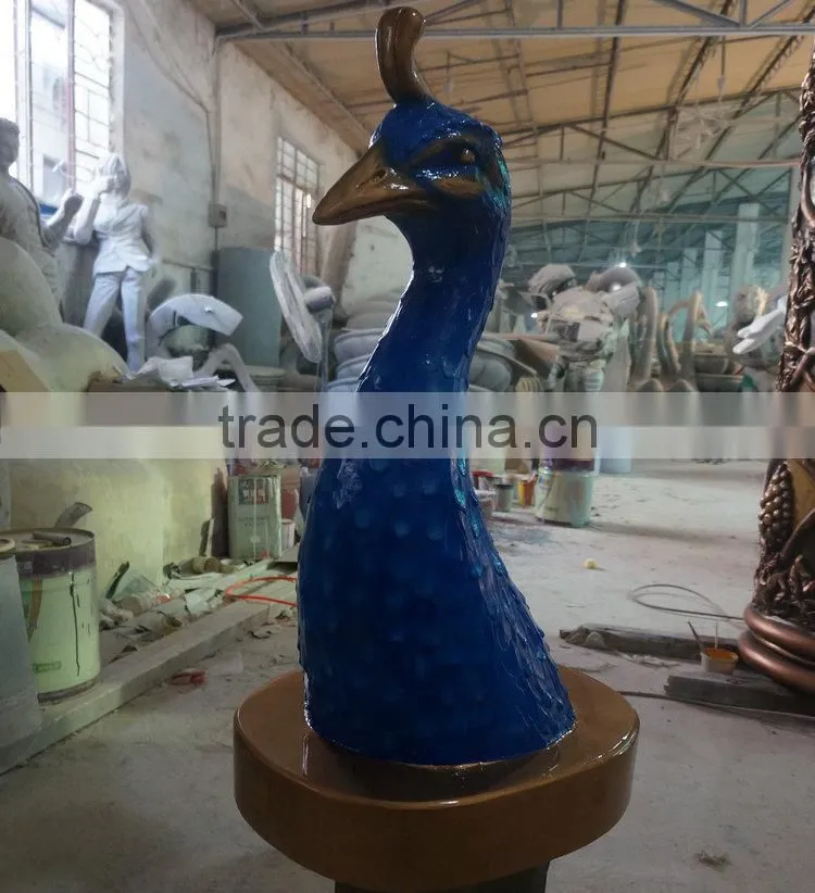 Customized life-size fiberglass peacock figure
