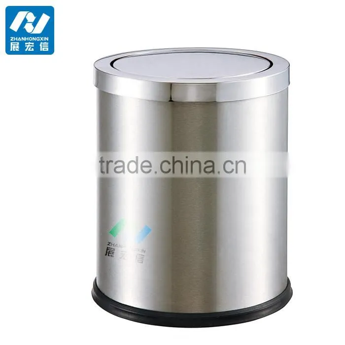 Indoor stainless steel swing lid waste disposal bin