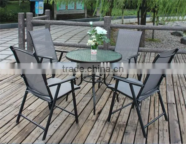 Glass and metal dining table and chair french dining set