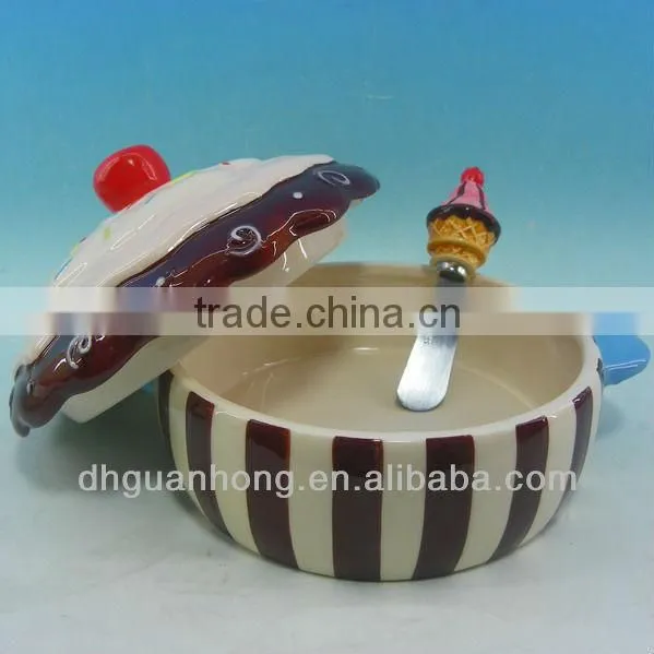 Ceramic Cupcake Butter Dish With Knife