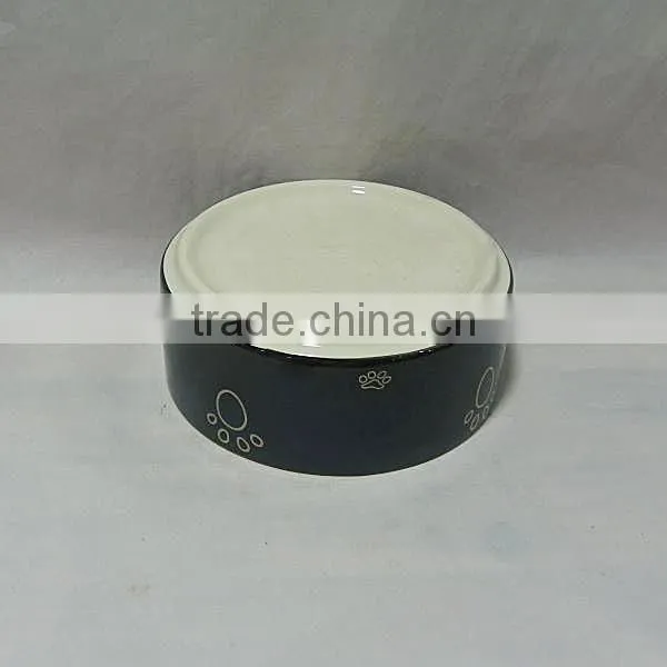 Black Round Ceramic Pet Bowl