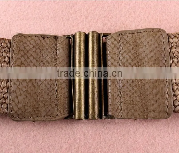 Wholesale decorative alloy buckle women lady snake pattern wide PU waist belt