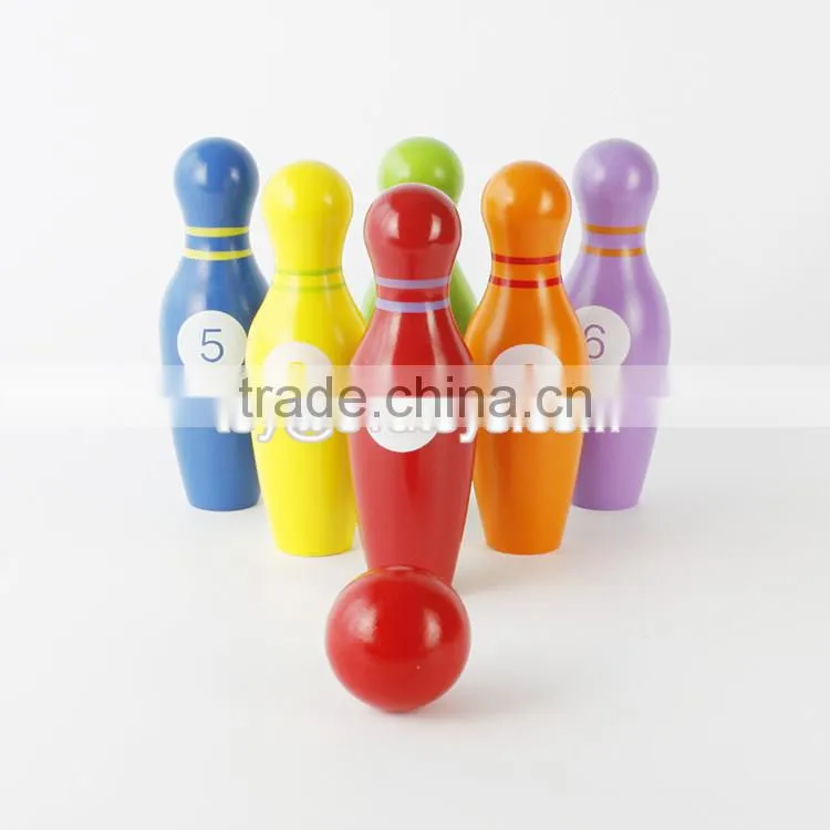 Wholesale mini wooden kids bowling playing set colorful children wooden bowling set toys W01A293