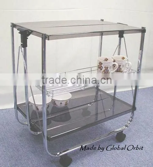 Folding Kitchen Wooden Serving Trolley food cart