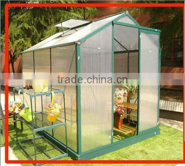 8*8FT aluminum greenhouse---two doors and one roof window