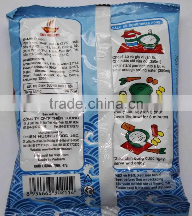 FISH FLAVOUR HIGH QUALITY INSTANT PORRIDGE 47g - Thien Huong Food JSC