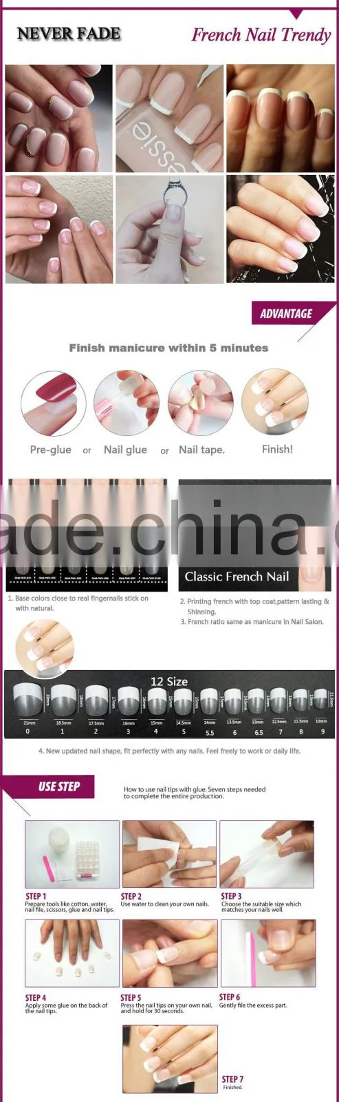 Newair artificial fingernails French full cover nail tips