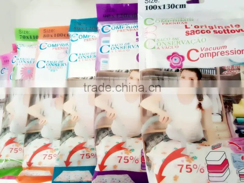 Compression vacuum storage bedding bag for clothing