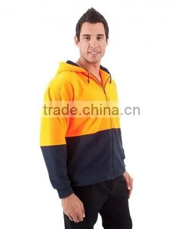 Orange/Navy safety jacket Full Zip Polar Fleece Hi vis Hoodies