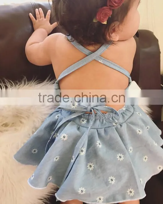 New arrival baby boutique clothing off shoulder white flower skirt designer one piece party dress