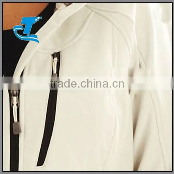 Winter Hooded White Women Softshell Jacket