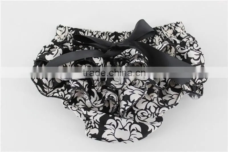Blue Floral Printed Baby Underwear Ruffle Diaper Cover Infant Baby Bloomers