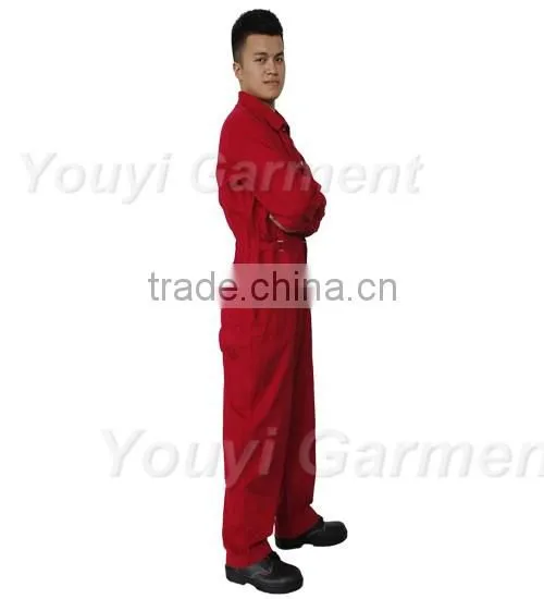 workers flame retardant red coveralls