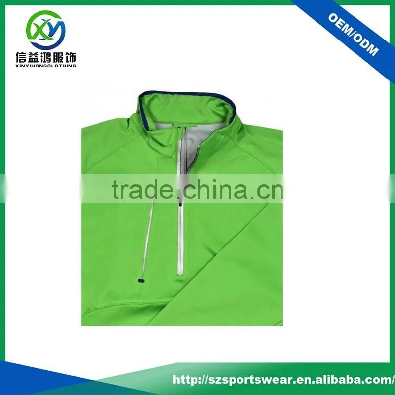 High quality shiny 92%polyester 8%spandex green color mens golf sweatshirts