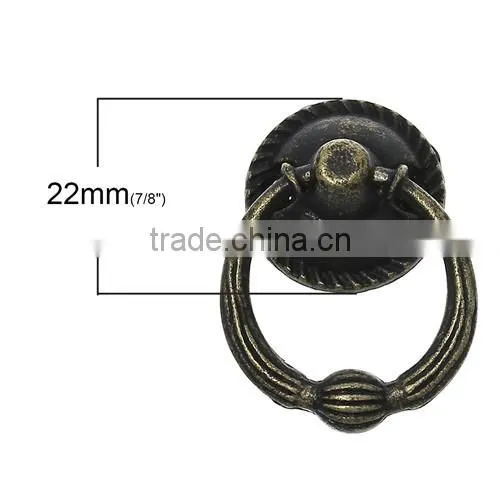 Round Antique Bronze Stripe Jewelry Wooden Box Pull Handle Knobs 22.0mm