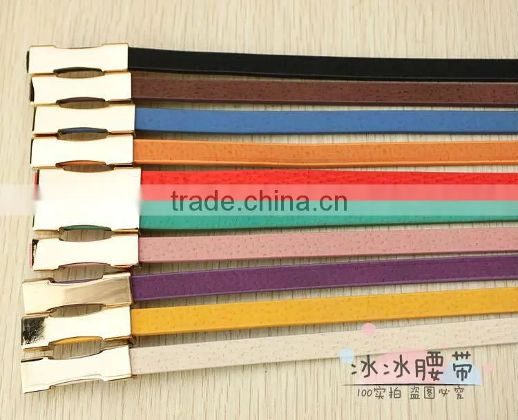 2012 New Design Fashion women decorative PU belt, 10 colors candy color fashion belt for women wholesale and retail