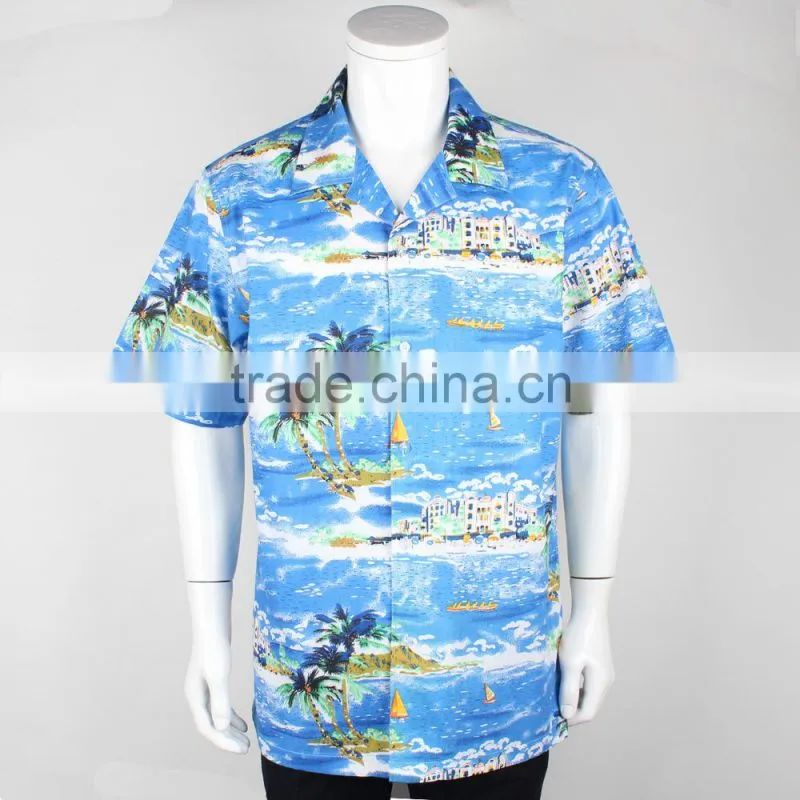 All over print cotton mens hawaiian aloha shirt