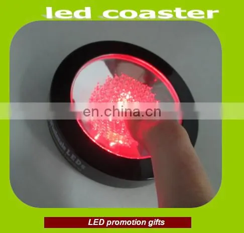 ABS super thin 100*10mm good quality led bottle coaster bar coater led flashing coaster