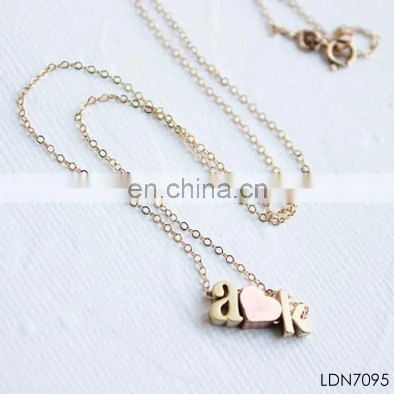 Valentine's Day gift love heart initial letter A-K pendant necklace