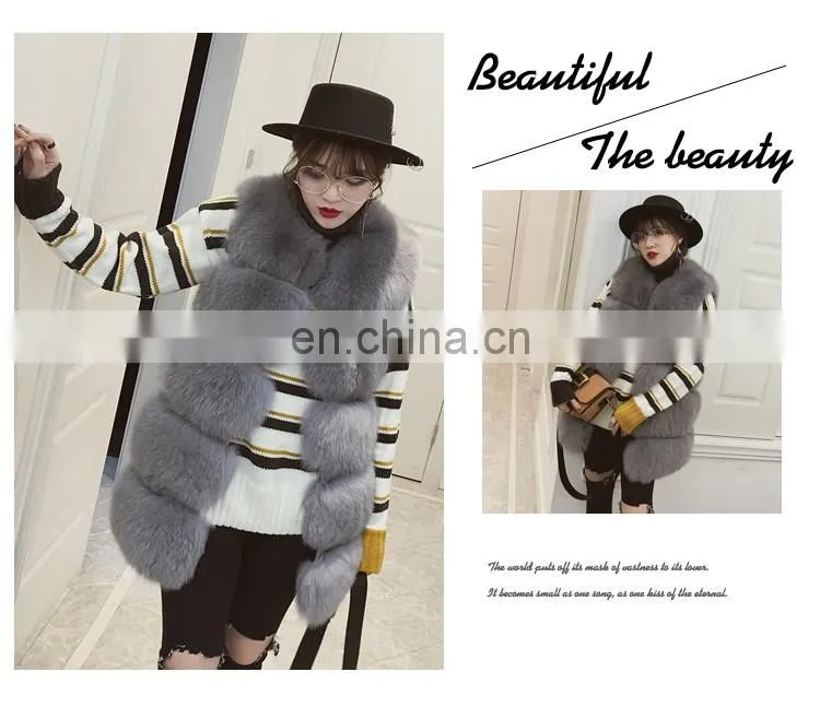 2016 New Fashion Women Luxury Vest Hot Sale Lady Vest Real Fox Fur Waistcoat
